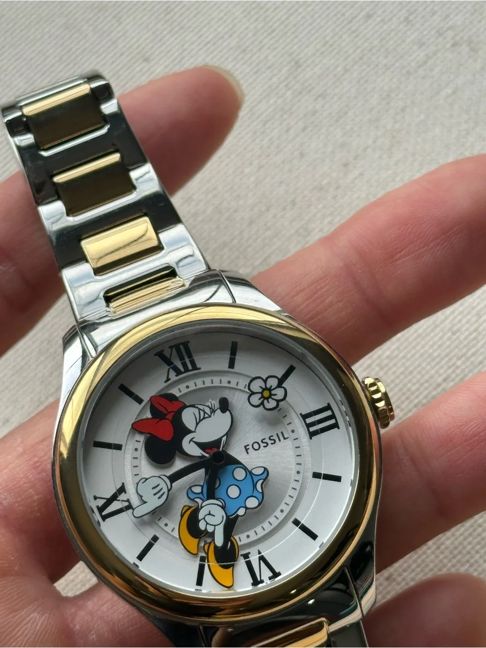 Fossil Two-Tone Stainless Steel Watch with White Dial Disney